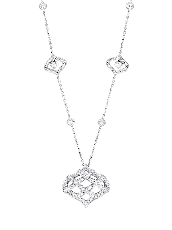 Elegant silver necklaces for women-Woodland Pavé Platinum Diamond Pendant