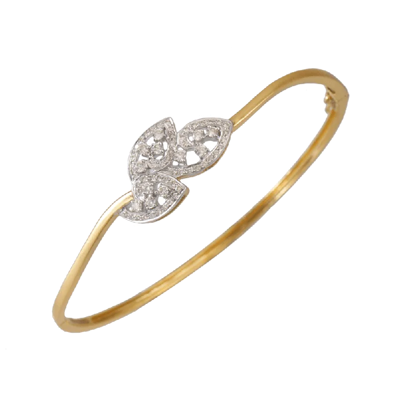 Luxury women’s bracelets-18KT (750) Yellow Gold And Diamond Bangle For Women