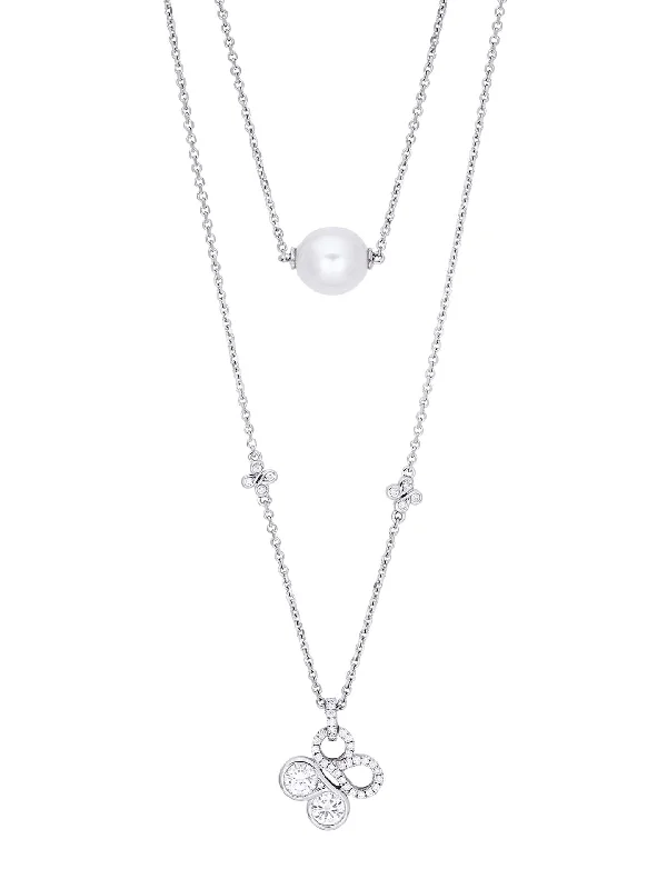 Women’s pearl and diamond necklaces-Be Boodles Double Layer White Gold Pearl Necklace