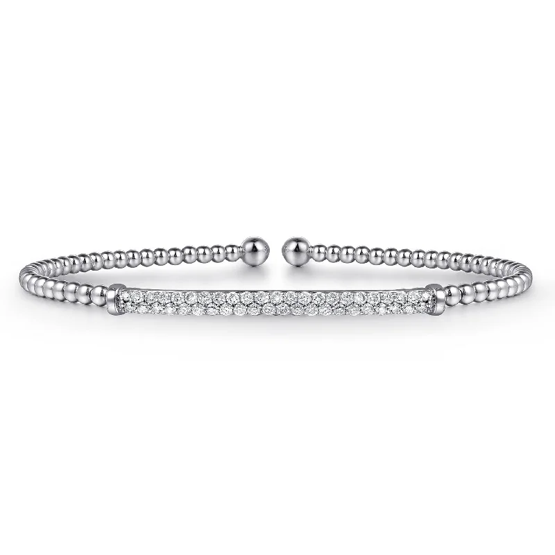 Women’s bracelets with charms-14K White Gold Bujukan Diamond Bangle