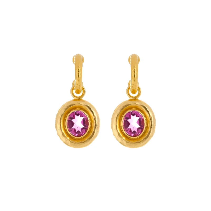 Women’s delicate gemstone earrings-Ios Earrings Dark Pink Quartz