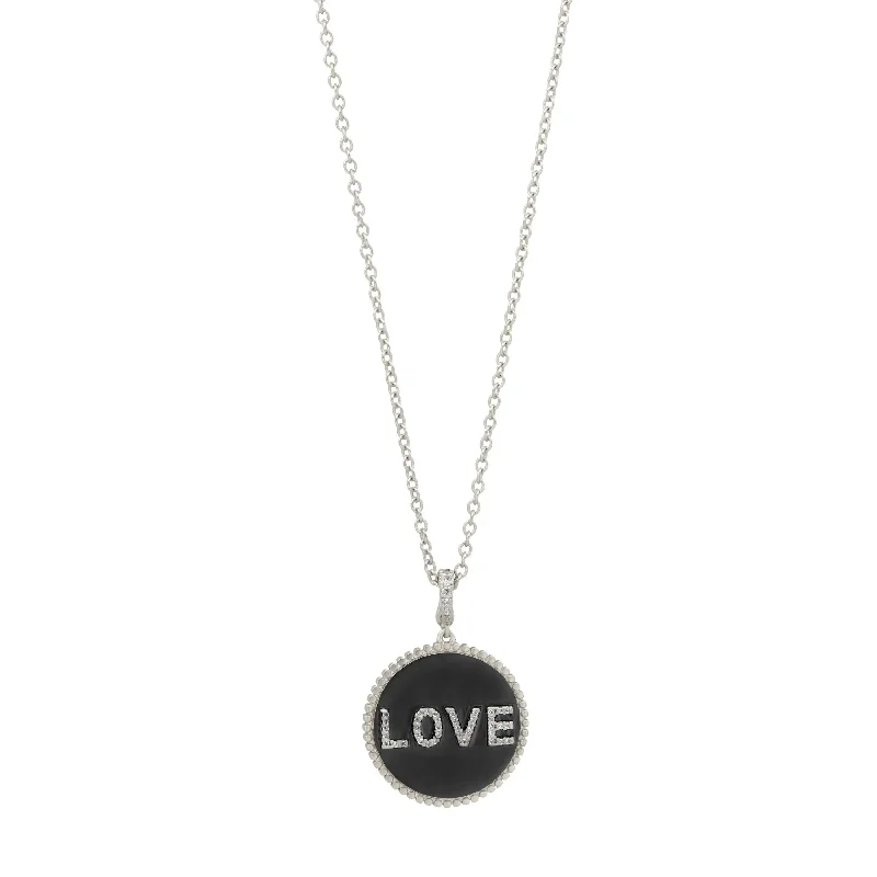 Women’s necklaces with diamonds-Double Sided LOVE Pendant Necklace