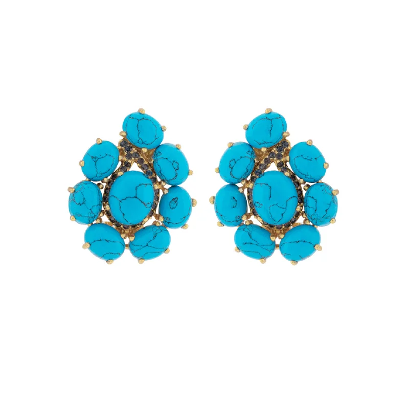 Women’s gold drop earrings-Carmella Earrings Blue Turquoise & Blue Crystal