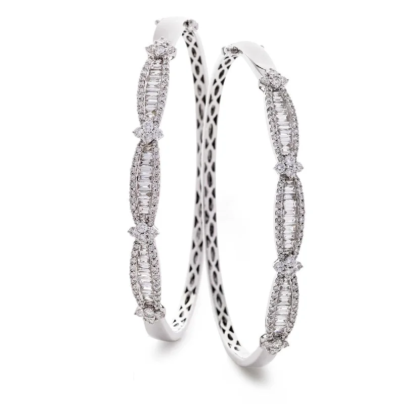 Women’s dainty bracelets-DIAMOND CRISS CROSS FANCY BANGLE IN 18K WHITE GOLD