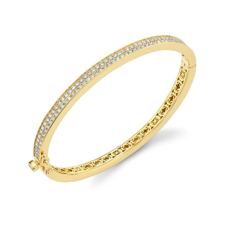 Women’s multi-strand bracelets-Gold & Diamond Small Hinge Bangle