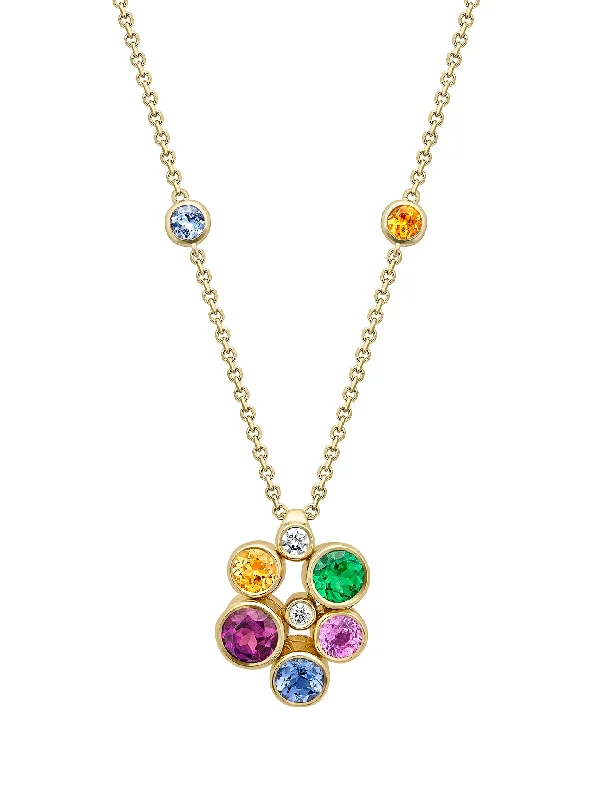 Women’s silver necklaces-Raindance Large Rainbow Yellow Gold Cluster Pendant