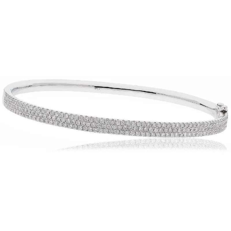 Women’s luxurious bangles-DIAMOND FLAT TOP BANGLE IN 18K WHITE GOLD