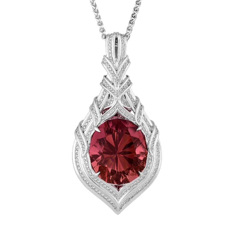 Women’s gold pendant necklaces-Kat Florence Rubellite Tourmaline Necklace, 64.20 carats