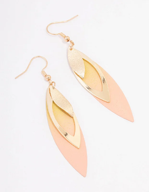 Women’s eco-friendly earrings-Gold Ombre Petal Drop Earrings