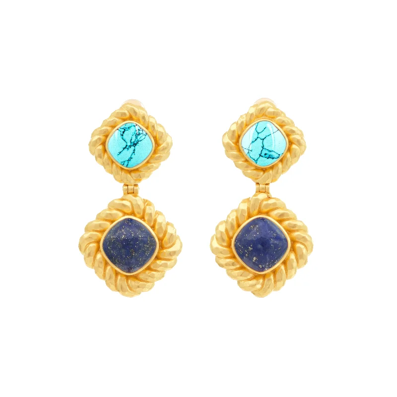 Women’s eco-conscious earrings-Carlotta Earrings Turquoise & Lapis