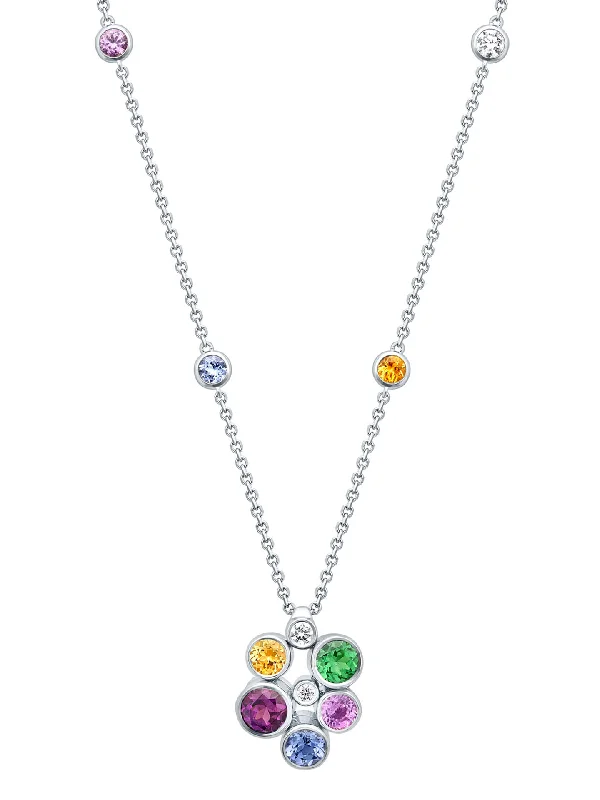 Women’s necklaces with star pendants-Raindance Rainbow Watercolour White Gold Pendant