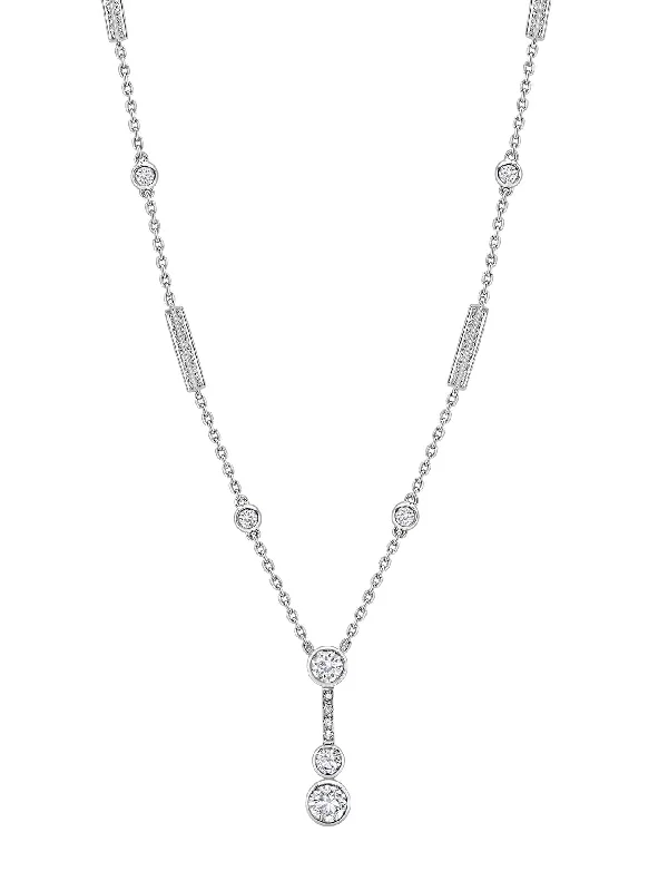 Custom pendant necklaces for women-Waterfall Diamond Platinum Pendant