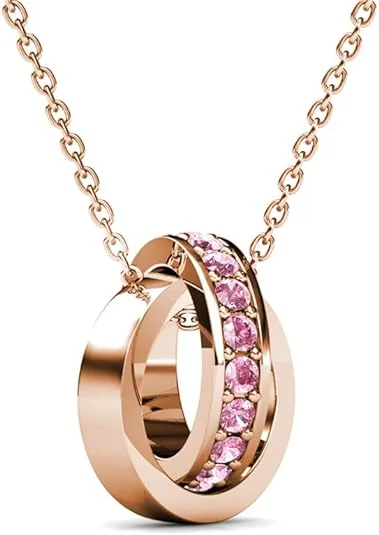 Women’s flower pendant necklaces-Rosie 18k Rose Gold Plated Pendant Necklace with Pink Swarovski Crystals