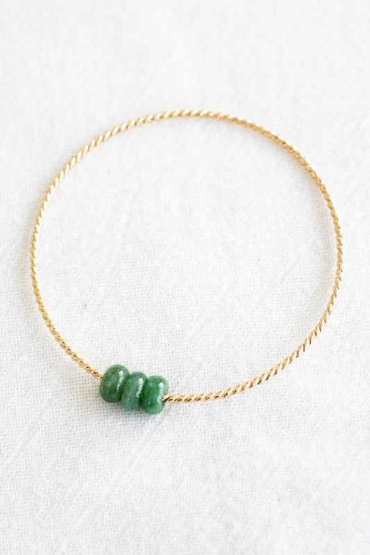 Women’s bangles with gemstones-Triple Donut Jade Halo Bangle