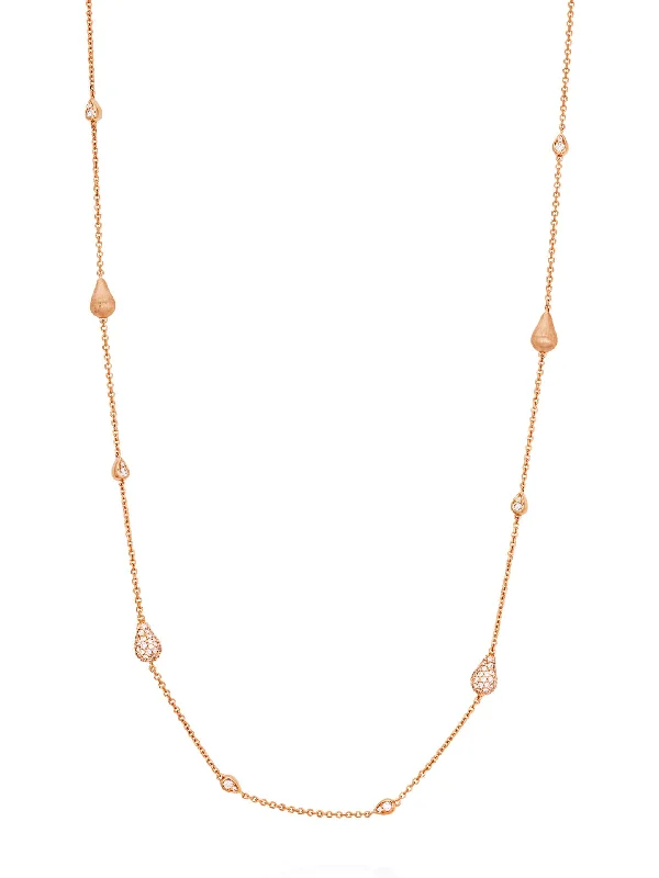 Women’s necklaces with large statement pendants-Orchard Long Multi Charm Rose Gold Necklace