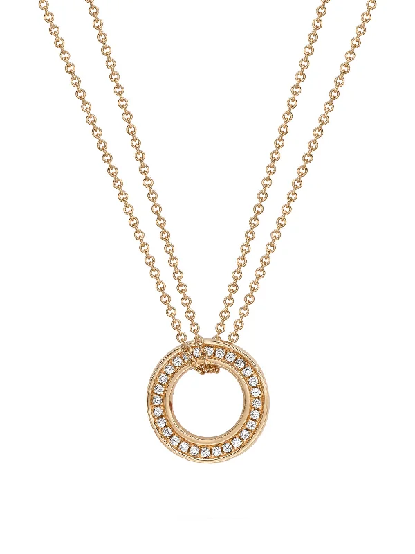 Vintage-style necklaces for women-Roulette Small Rose Gold Diamond Pendant