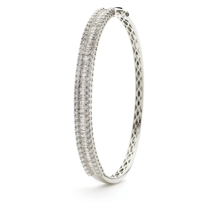 Women’s cuff bracelets-DIAMOND IN & OUT BANGLE IN 18K WHITE GOLD