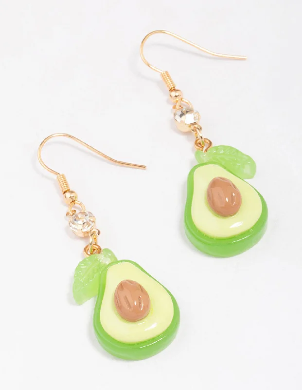 Women’s delicate gemstone earrings-Gold Avocado Drop Earrings