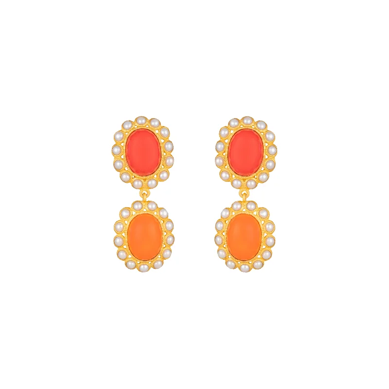 Classic hoop earrings for women-Ada Earrings Red & Orange Coral