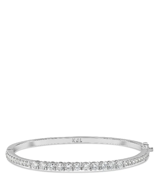 Women’s bangles for everyday wear-Graduated Round CZ Bangle