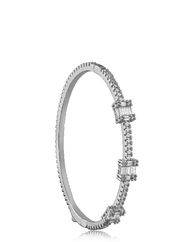 Women’s chunky bracelets-Baguette CZ  Bangle