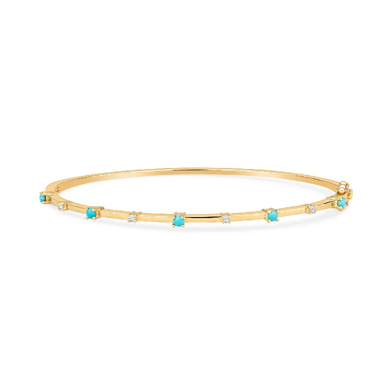 Women’s bracelets with birthstones-Emily 14k Gold Sleek Bangle in White Diamonds