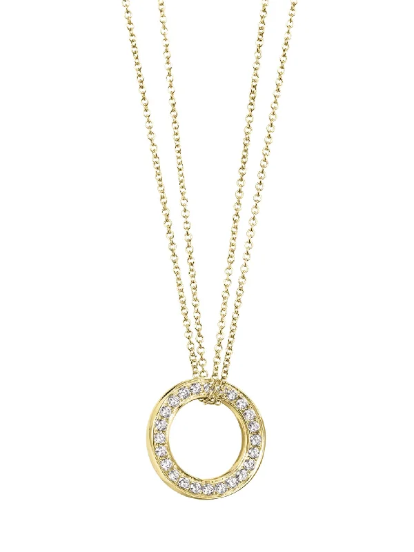 Women’s necklaces with floral pendants-Roulette Large Yellow Gold Diamond Pendant