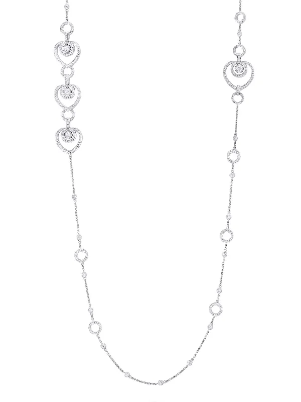 Women’s necklaces with engraved pendants-Sophie Long Open Heart Platinum Diamond Necklace