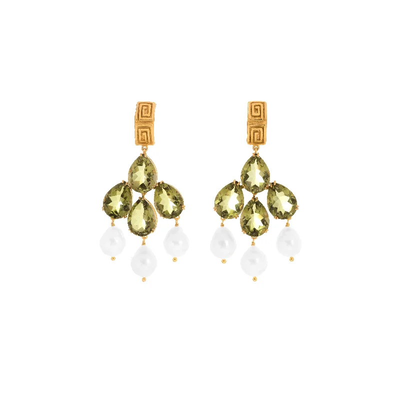 Women’s statement hoop earrings-Mykonos Earrings Green Tourmaline Quartz