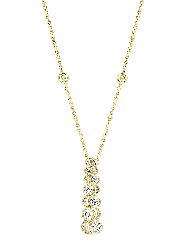 Women’s necklaces with diamonds-Over the Moon Diamond Enamel Yellow Gold Pendant