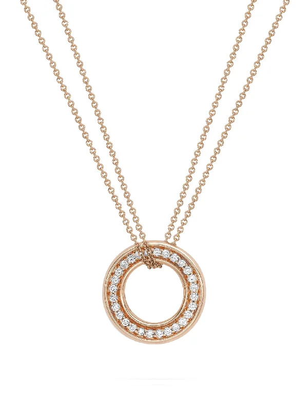 Women’s necklaces with pink sapphire stones-Roulette Medium Rose Gold Diamond Pendant