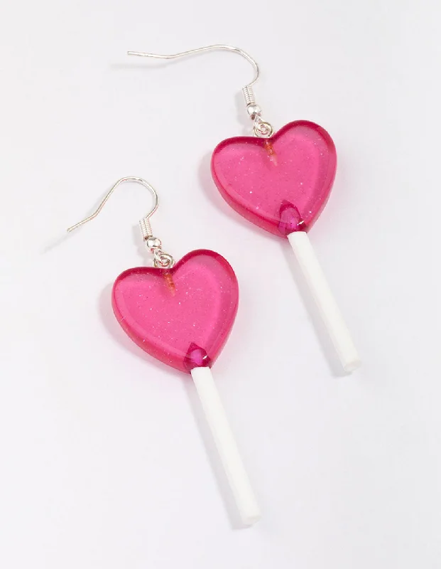 Affordable diamond earrings for women-Pink Lollipop Drop Earrings