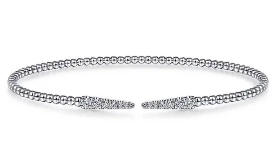 Women’s bracelets with birthstones-14K White Gold Bujukan Diamond Spikes Split Bangle