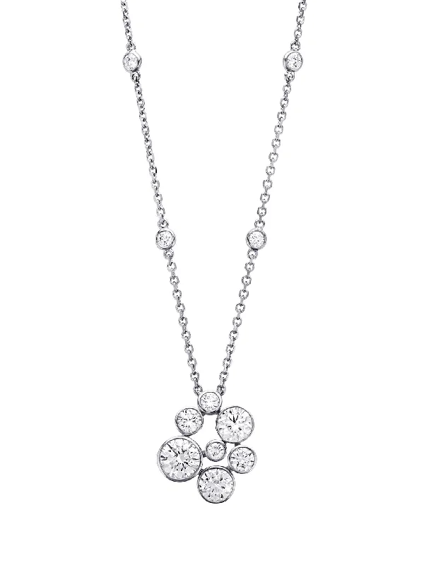 Women’s heart-shaped necklaces-Raindance Large Platinum Cluster Pendant