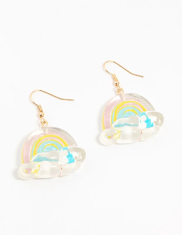 Women’s silver drop earrings-Acrylic Bubble Rainbow Drop Earrings