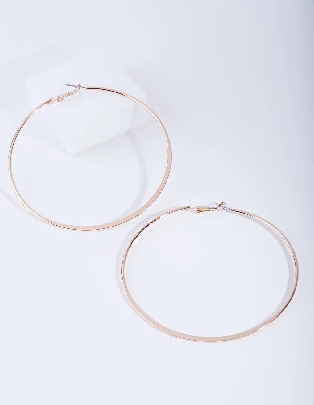 Large hoop earrings for women-Gold Flat Edge Hoop 9cm Earring Pack