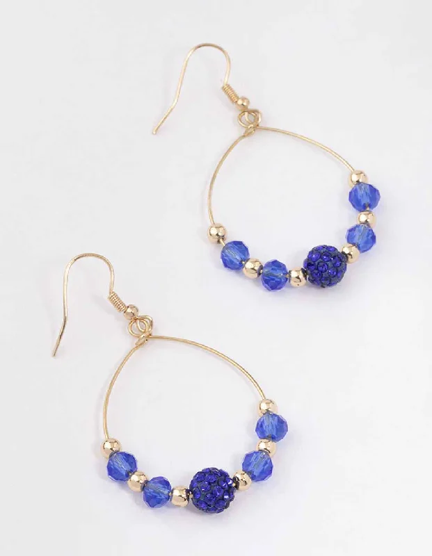 Women’s bold statement earrings-Blue Bead Fireball Teardrop Earrings