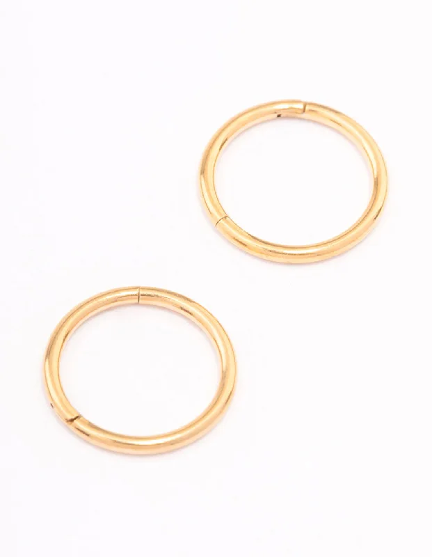 Women’s crystal stud earrings-Gold Plated Plain Clicker Earrings 7mm