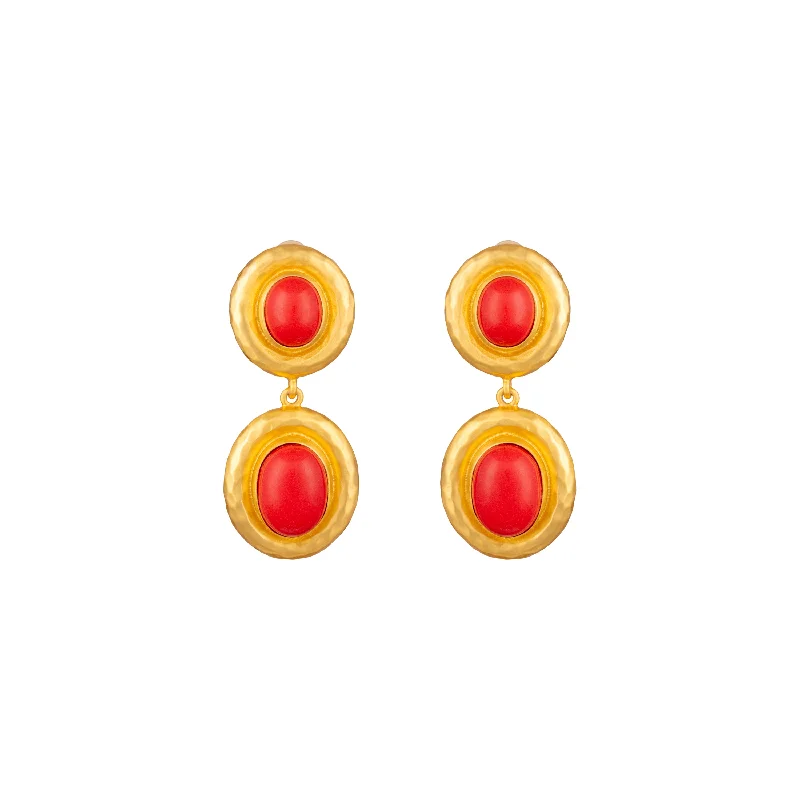 Women’s crystal drop earrings-Carla Earrings Red Coral