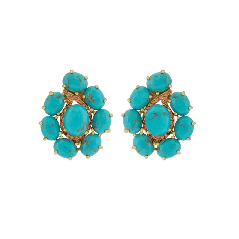 Women’s classic diamond earrings-Carmella Earrings Golden Turquoise & Orange Crystal