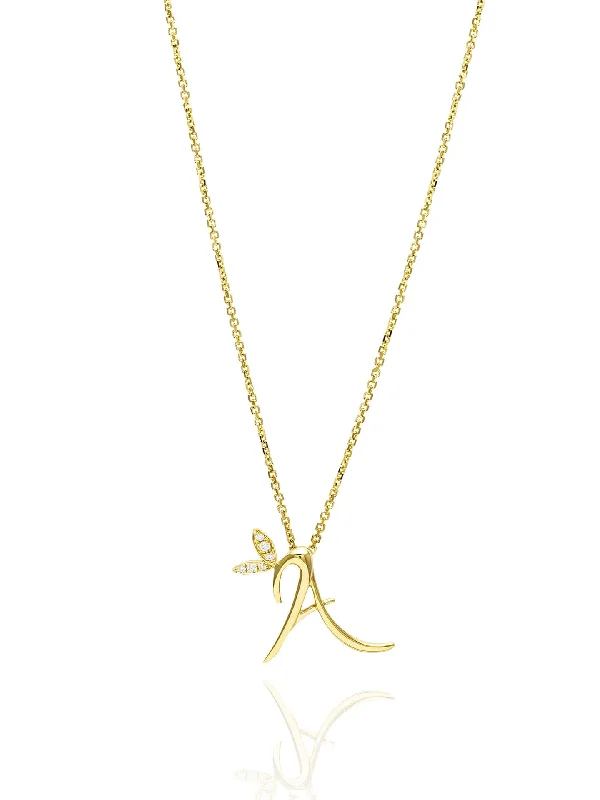 Women’s minimalist necklaces-Love Letter Yellow Gold Pendant