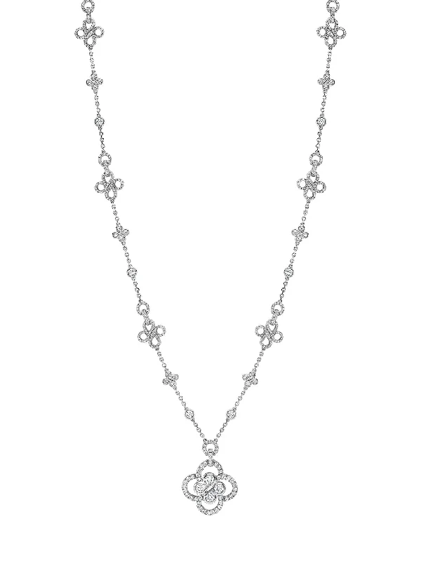 Women’s colorful gemstone necklaces-Be Boodles Long White Gold Large Diamond Necklace