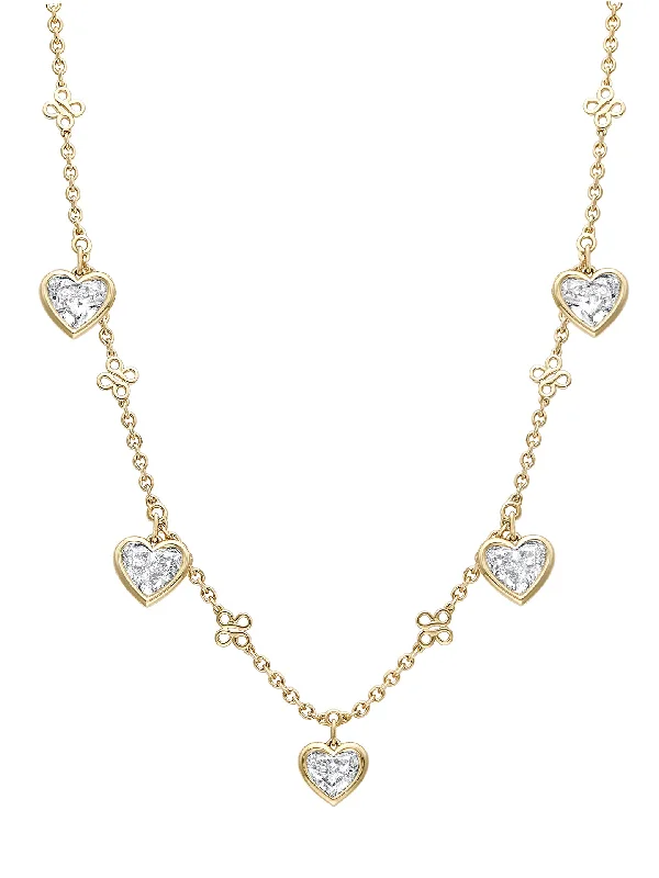 Women’s necklaces with intricate designs-Beach Heart Diamond Yellow Gold Necklace