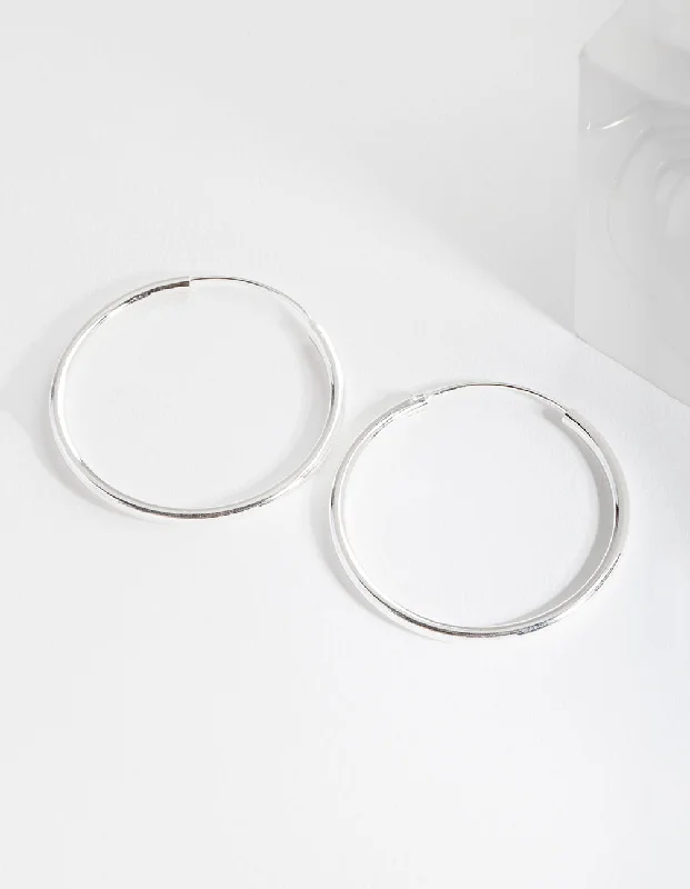 Women’s pearl drop earrings-Sterling Silver 40mm Thick Hoop Earrings