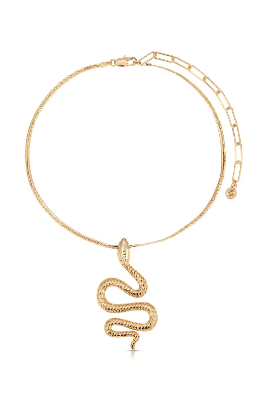 Gold necklaces for women-Serpentina Pendant Choker