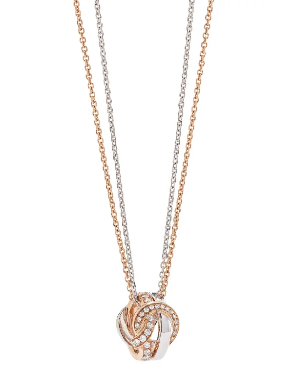 Simple necklaces for women-The Knot Rose and White Gold Diamond Pendant