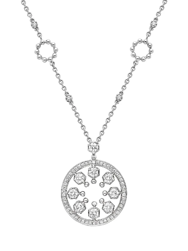 Elegant necklaces for special occasions-Circus Large White Gold Diamond Pendant