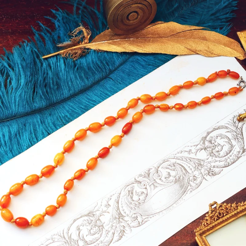 Statement necklaces for weddings-Antique 1920's Amber Necklace