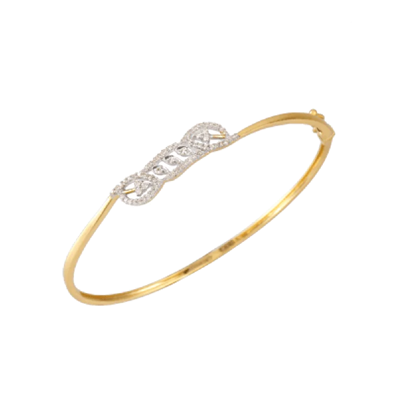 Women’s crystal bracelets-18KT (750) Yellow Gold And Diamond Bangle For Women