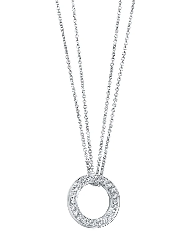 Women’s necklaces with abstract designs-Roulette Large White Gold Diamond Pendant